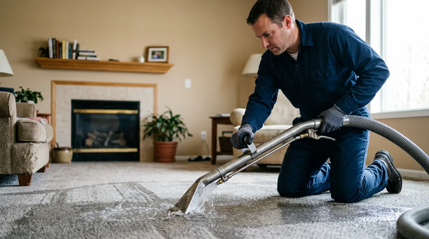 Water damage restoration technician working near Warren, PA